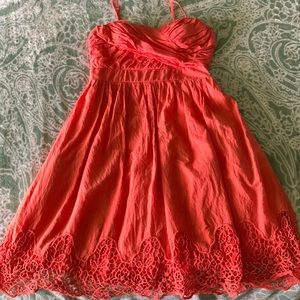 Dress sweet heart neck line peach color